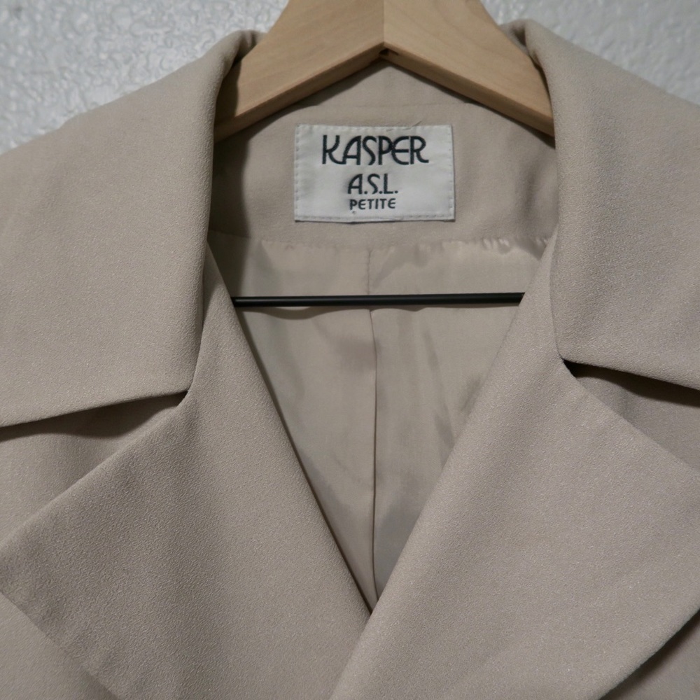 Beige Double Breasted Blazer Suit Jacket Career Cream Kasper ASL Petite - Picture 3 of 16